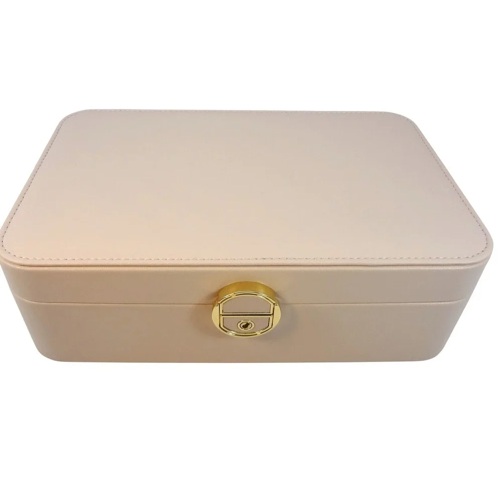 Vlando Pink Faux Leather Jewelry Box with‎ Lock and Key Removable Tray
